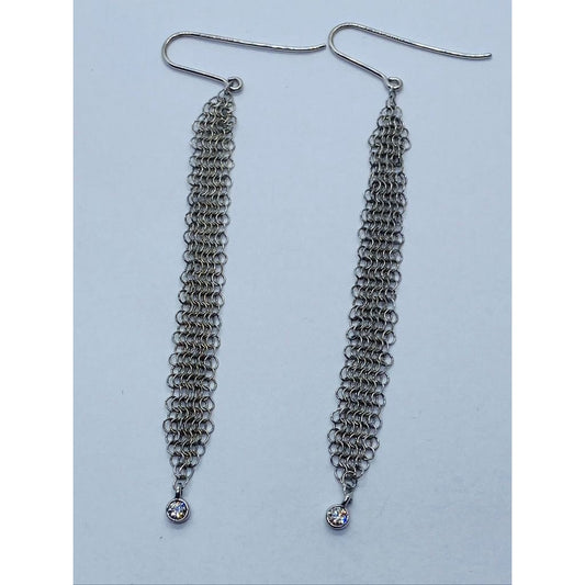 Tiffany & Co. Elsa Peretti Diamond Mesh Earring in Sterling Silver 0.12 ctw