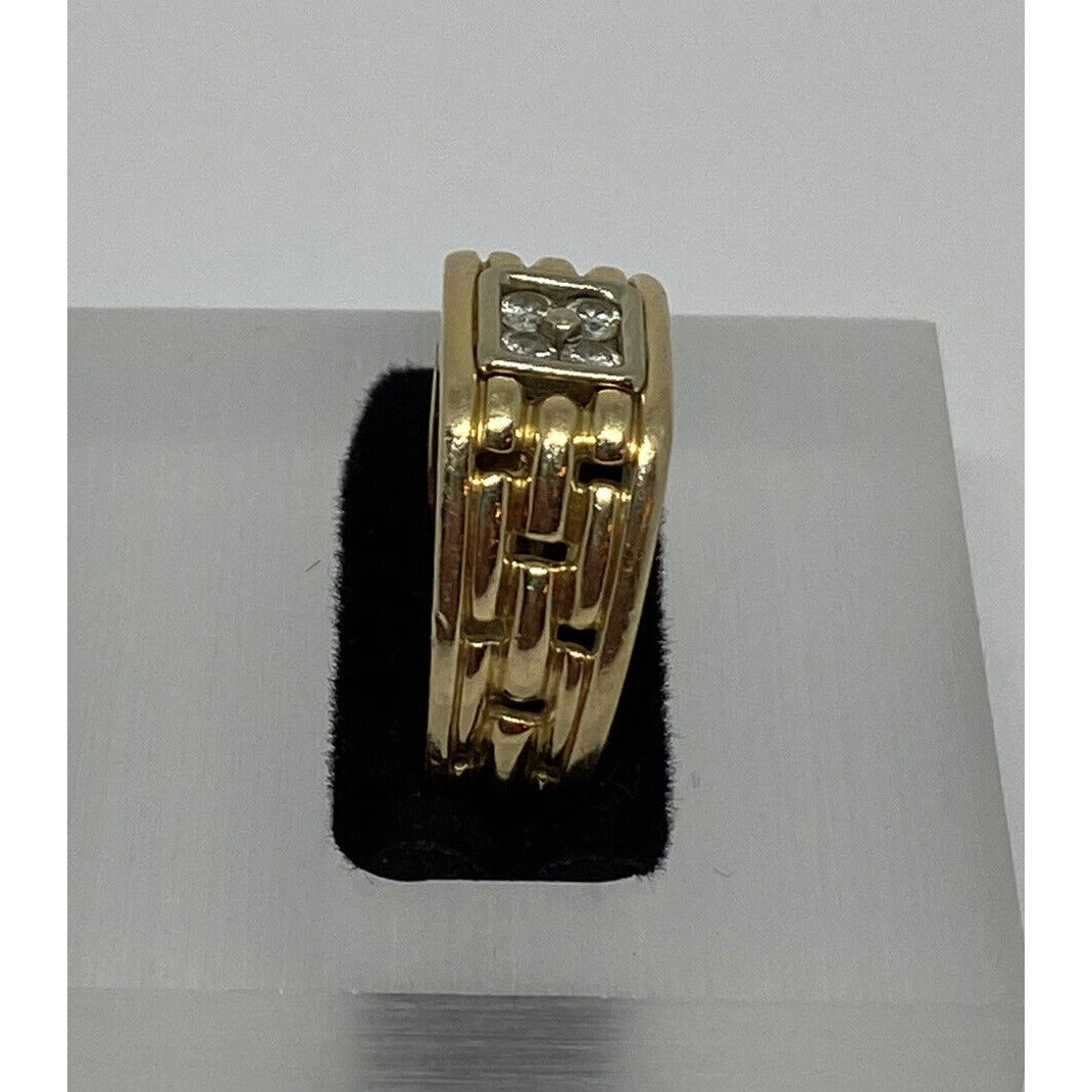 14k Yellow Gold Diamond Link Design Band Ring