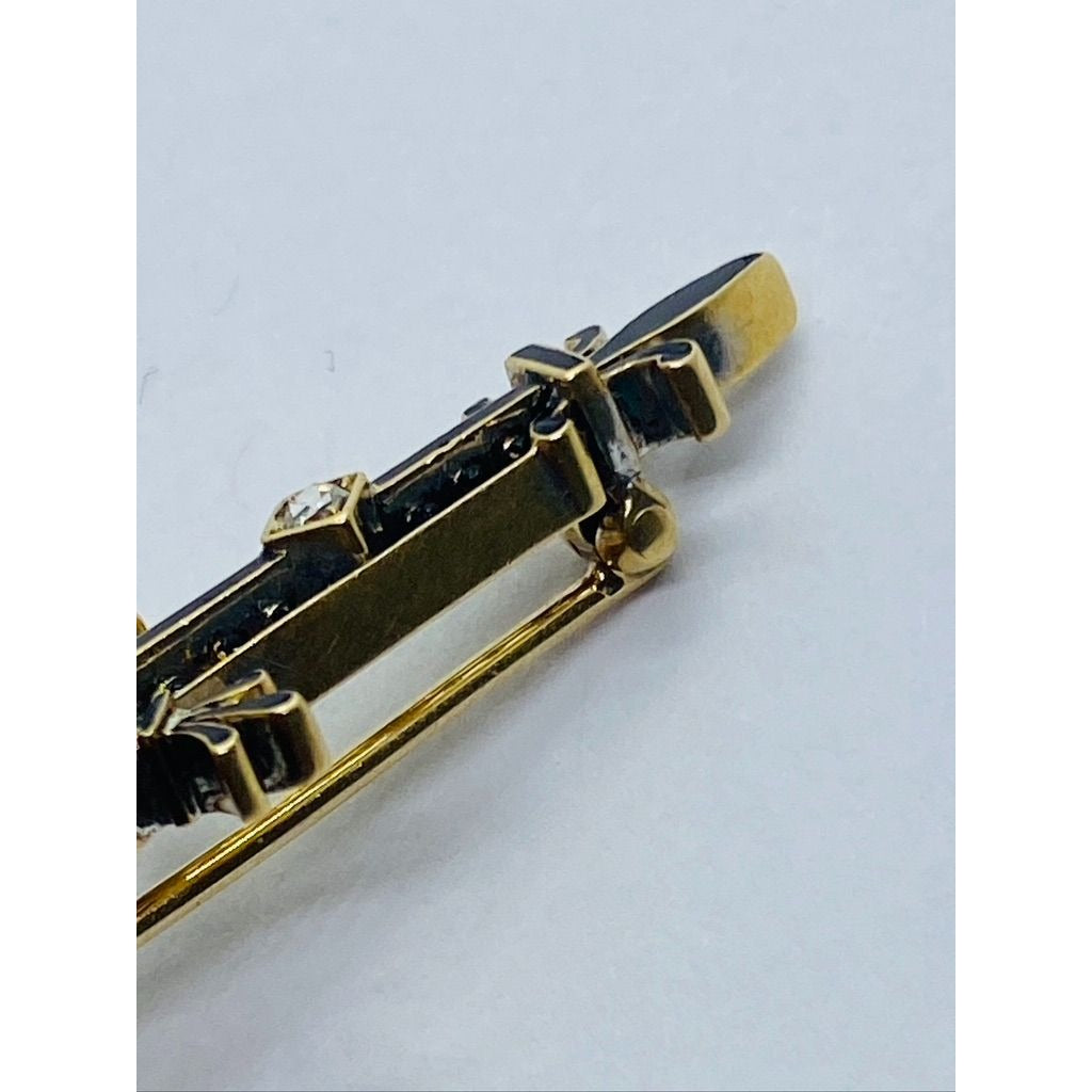 Tiffany & Co Victorian 14k Black Enamel Amethyst Diamond Brooch (READ)