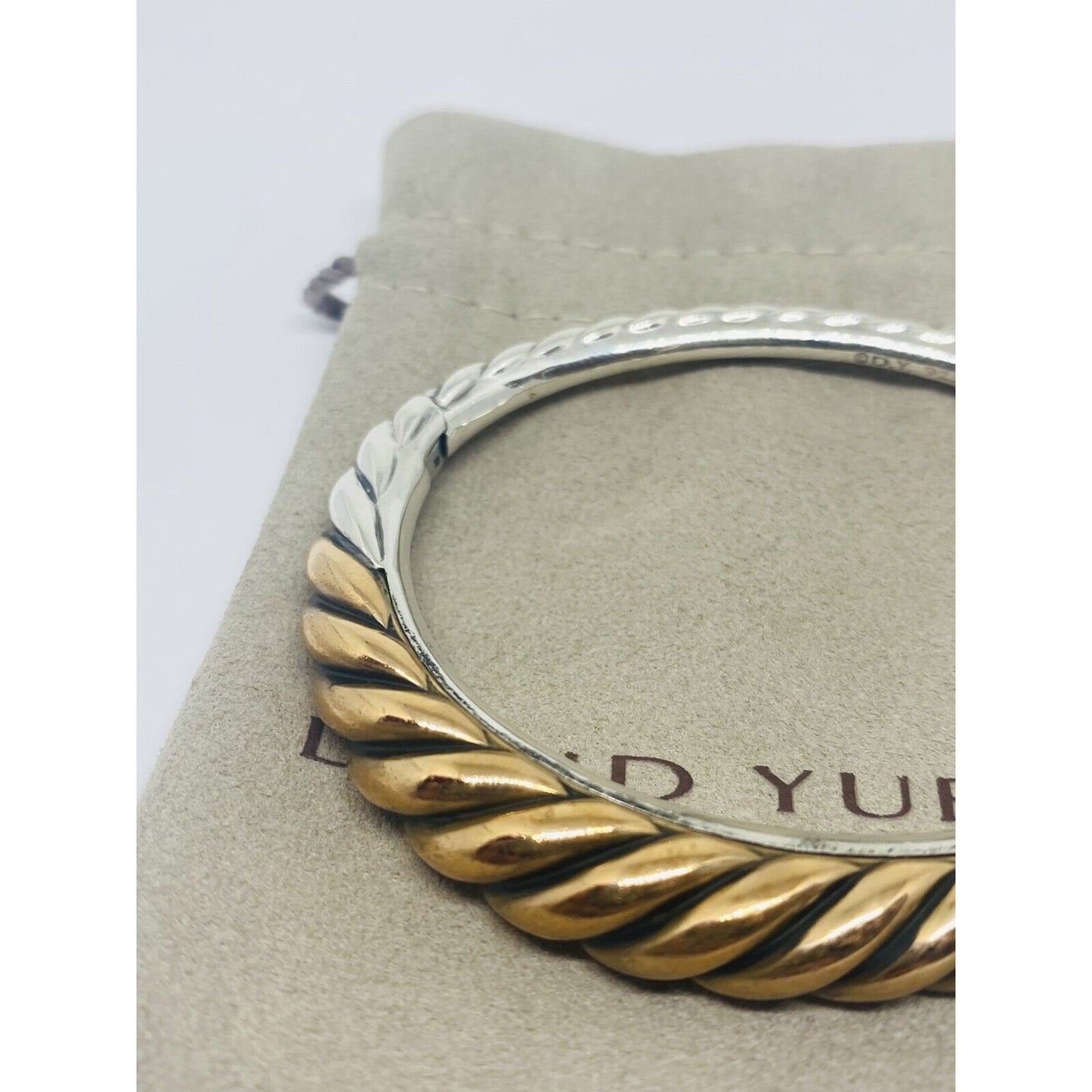Rare David Yurman Sterling Silver/Bronze 9.5mm Pure Form Cable Bangle Bracelet