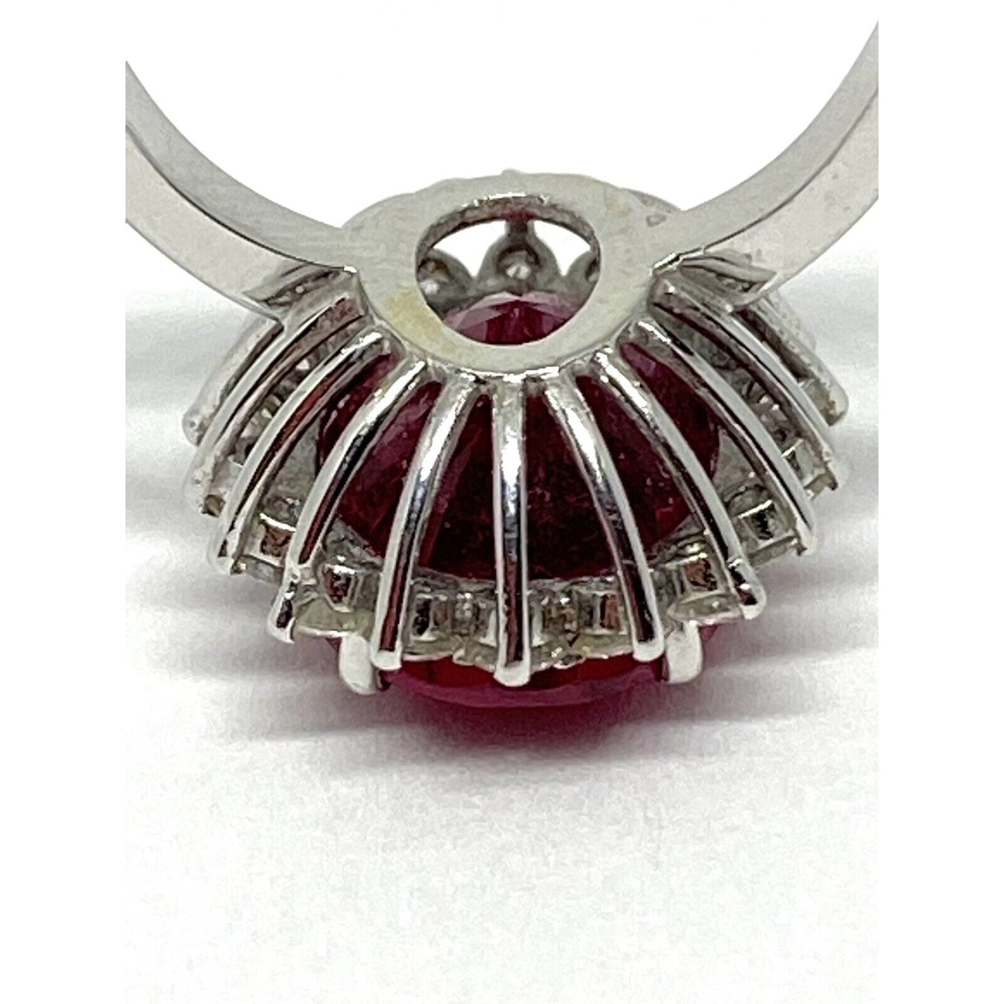 18K WG 3.00CT Ruby (Lab created) & Halo Setting .76 TDW ring size 6.75