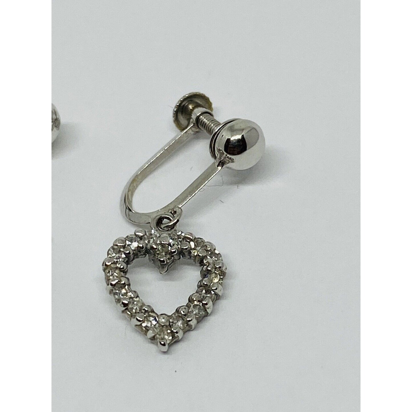 14k White Gold Open Heart Love Dangle Diamond Earrings 21MM .30CT TCW