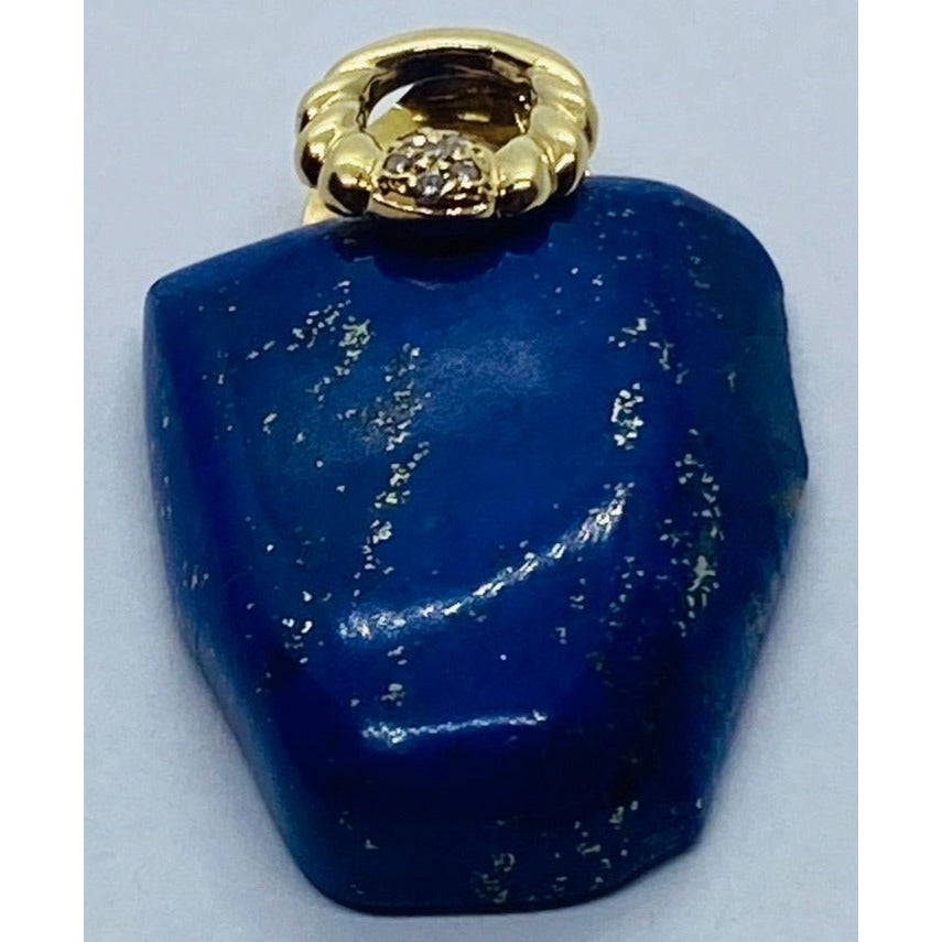 18K Yellow Gold Lapis Lazuli and Diamond Pendant