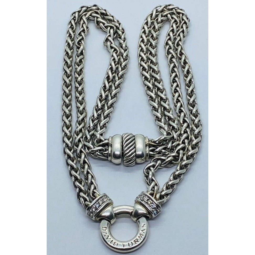 DAVID YURMAN Double Wheat Chain Necklace/ Diamonds