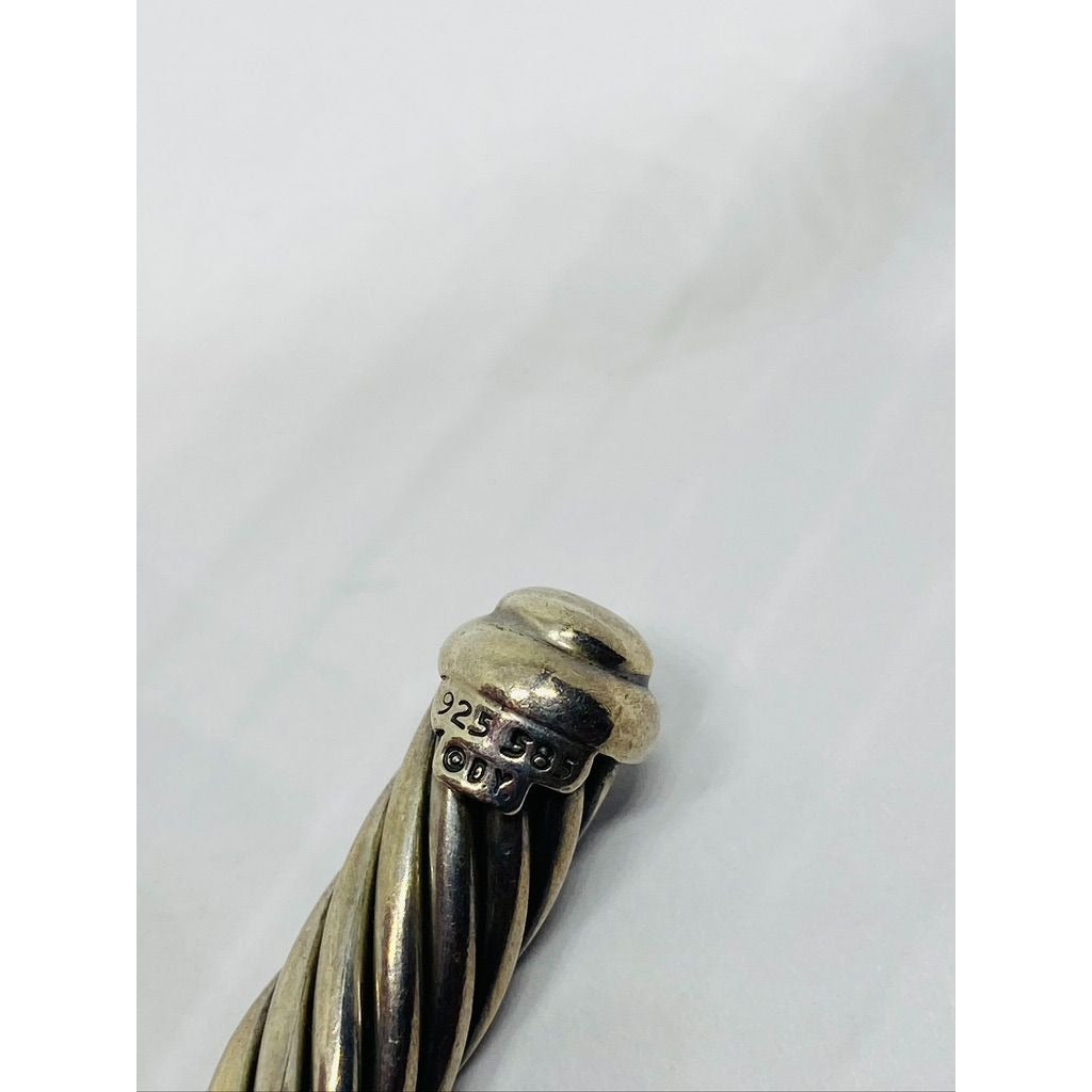 David Yurman Twisted Cable Cuff Bracelet 925 Silver & 14k Gold Peridot (chipped)