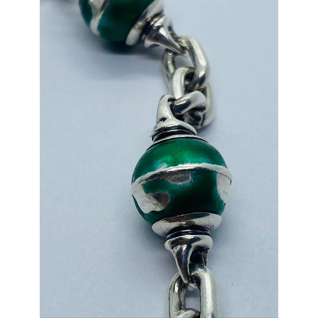 TIFFANY & CO STERLING SILVER BALL BEAD ENAMEL BRACELET ITALY