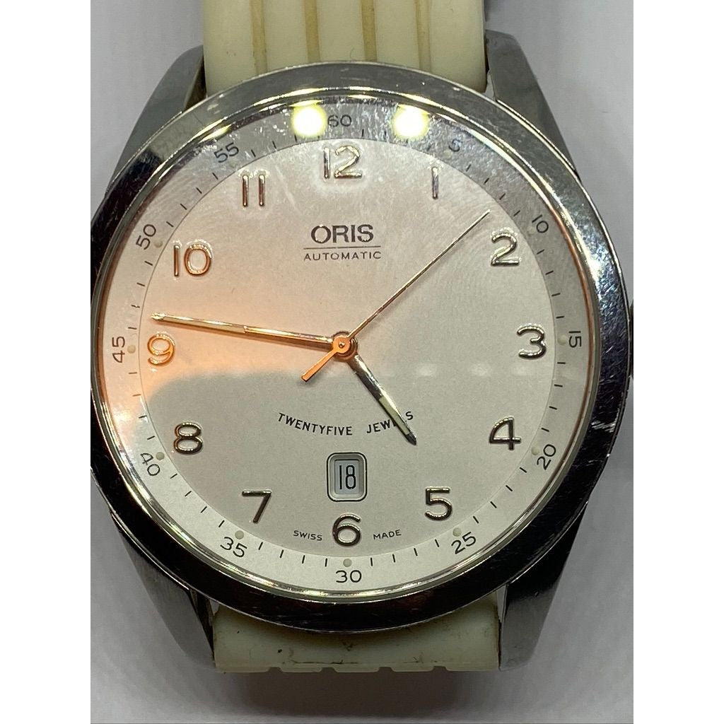 Authentic ORIS Classic XXL 7512 White Dial Auto 44mm Stainless Steel Watch READ