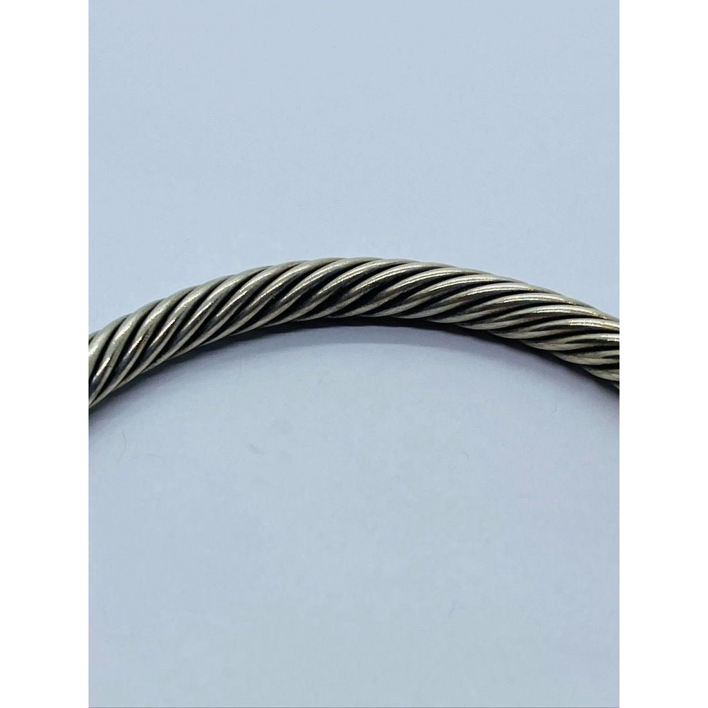 David Yurman Sterling Silver 14k Yellow Gold Hook Cable Buckle Bangle Bracelet 6"