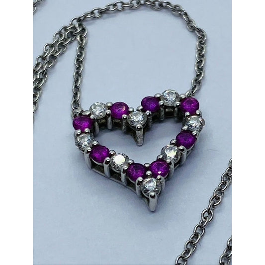 Tiffany & Co Pink Sapphire Diamond Platinum Necklace 16"