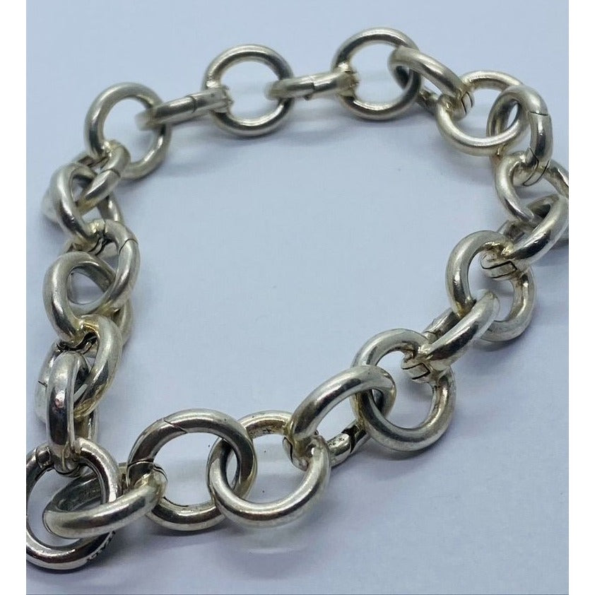 Tiffany Co Italy Sterling Silver Round Circle Clasping Link 8" Bracelet