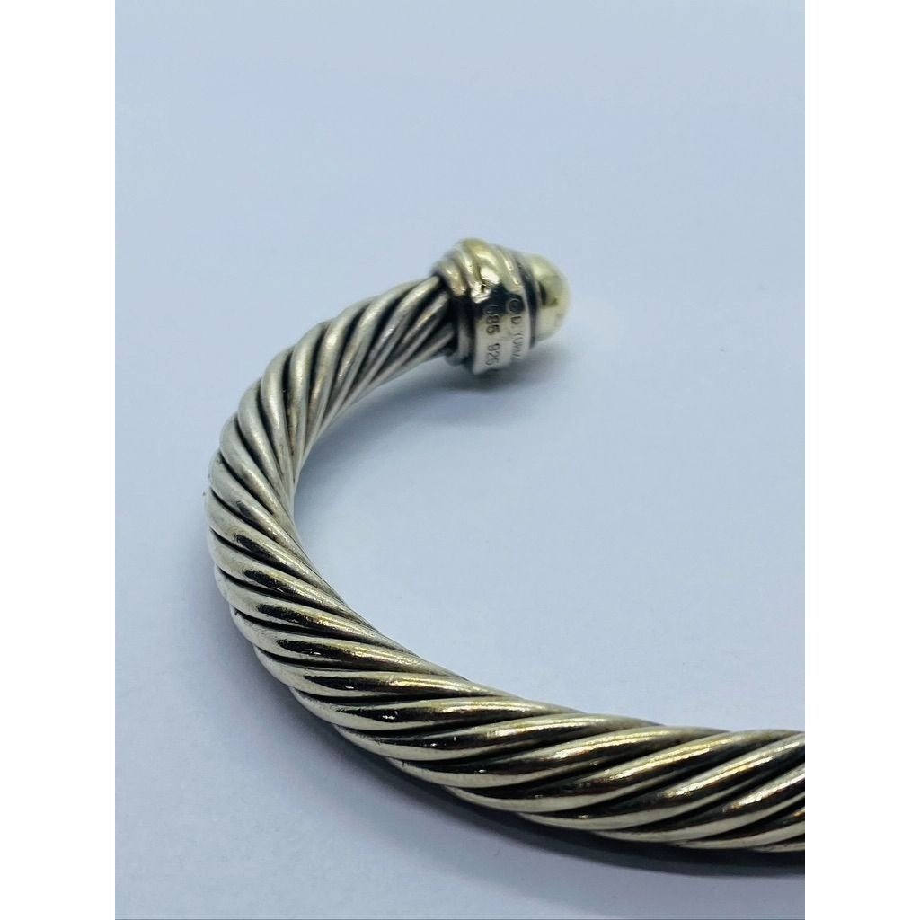 David Yurman 14K 925 Dome End Cable Bracelet 6.5"