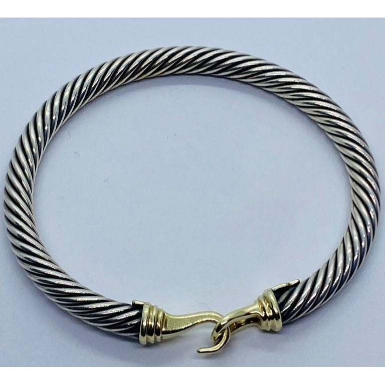 David Yurman Buckle Cable Classic Bracelet in Sterling Silver with 14k Gold