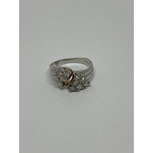 Platinum 900 18k Band Diamond Ring - 5.4 gms, Sz 6.5, 0.80 ctw