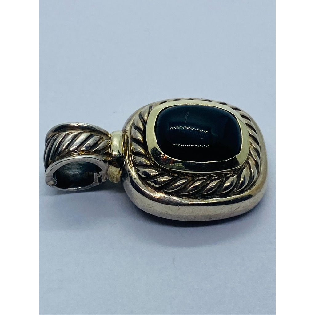 David Yurman 925 Silver 585 Gold Black Onyx Iconic Albion Enhancer Pendant