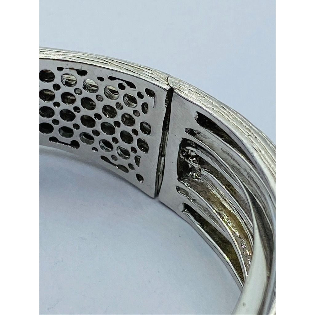 EFFY BH Balissima Diamond Sterling Silver Hinged Bangle asymmetric Bracelet