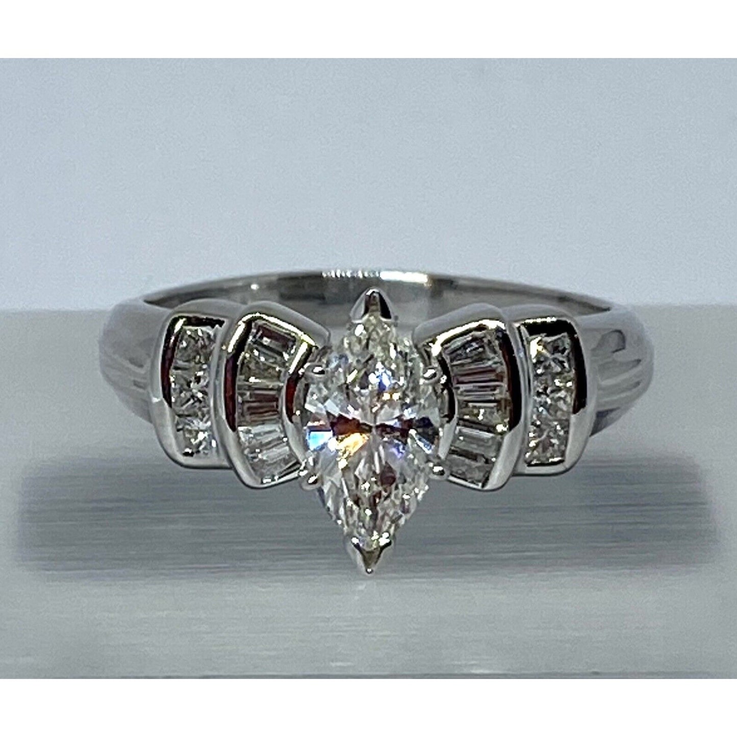 14K White Gold GIA CERTIFIED 1.61 TCW H-I Marquise/Baguette/ Princess