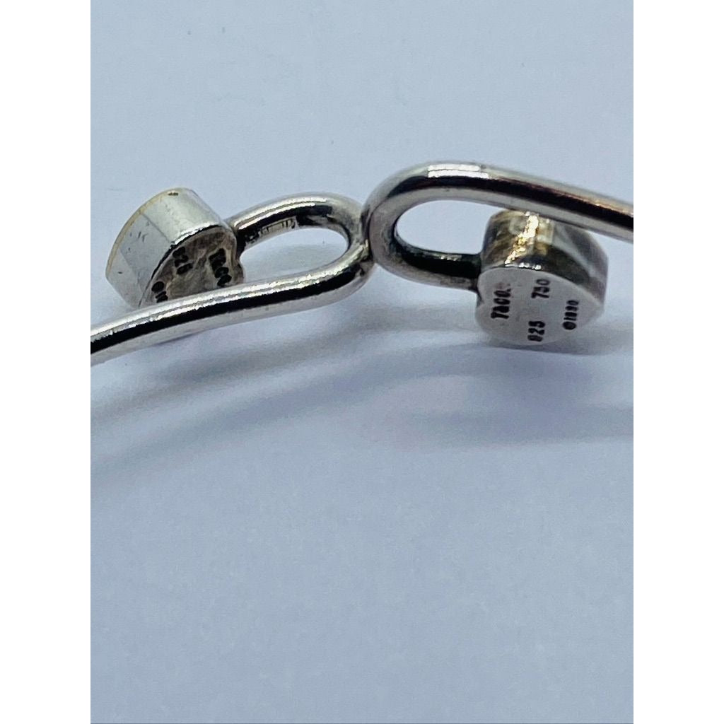 Tiffany & Co. Sterling Silver 925 18K 750 Heart Bangle Bracelet 6.75"