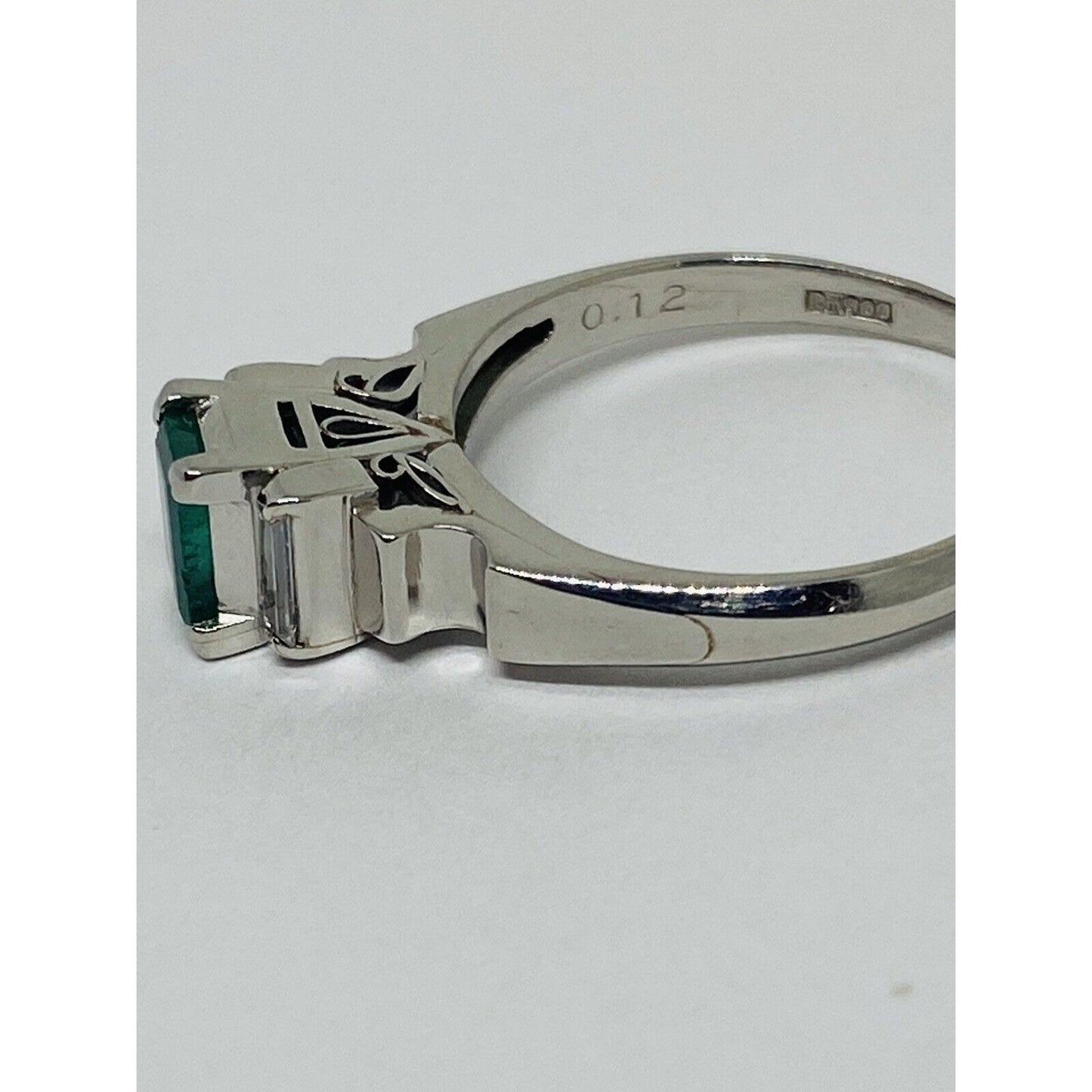 Diamond .64  Emerald Diamond Platinum Engagement Cocktail Ring 7.5