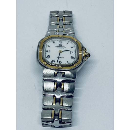 Raymond Weil Parsifal 9890 Ladies Quartz Watch 18K Gold/SS White Dial 27mm 6”