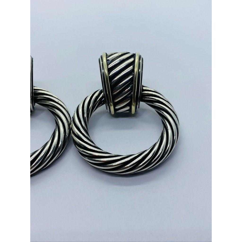 David Yurman XL 925 & 14K gold Door Knocker Convertible Earrings 53MM 35.6 Grams