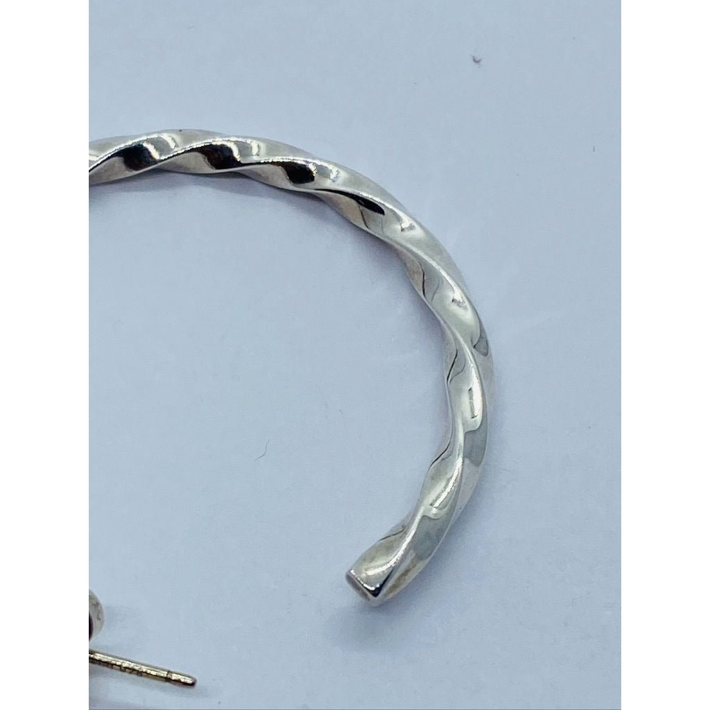 Tiffany & Co Sterlng 925 Silver 38mm Twist Cable Circle Hoop Earrings