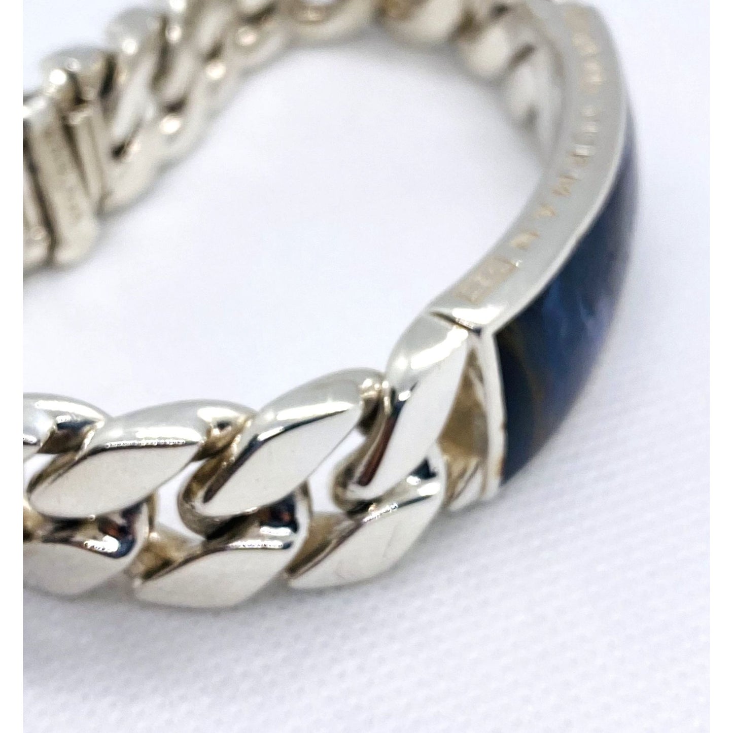 David Yurman Cuban Link Curb Pietersite ID Plate Bracelet 8"  HEAVY