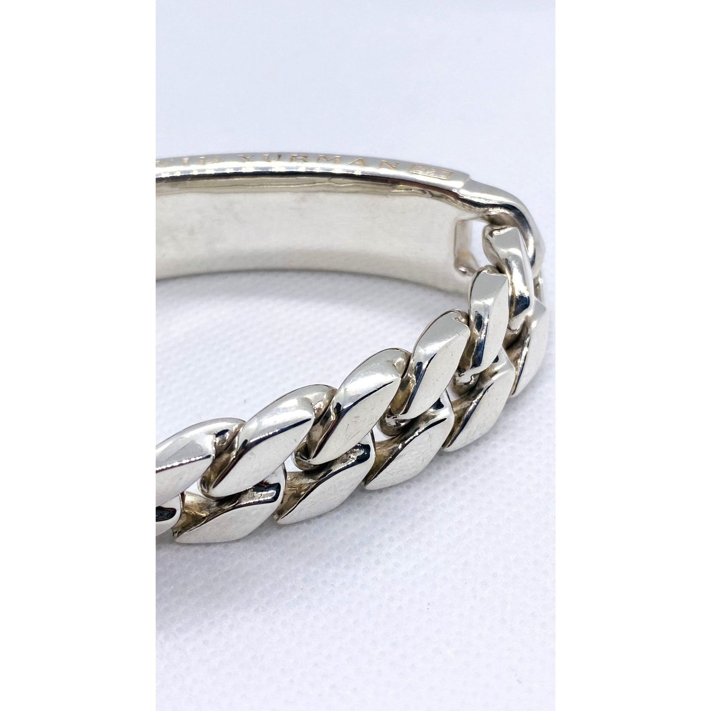 David Yurman Cuban Link Curb Pietersite ID Plate Bracelet 8"  HEAVY