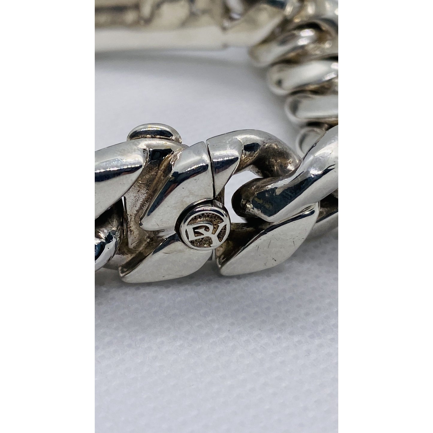 David Yurman Cuban Link Curb Pietersite ID Plate Bracelet 8"  HEAVY