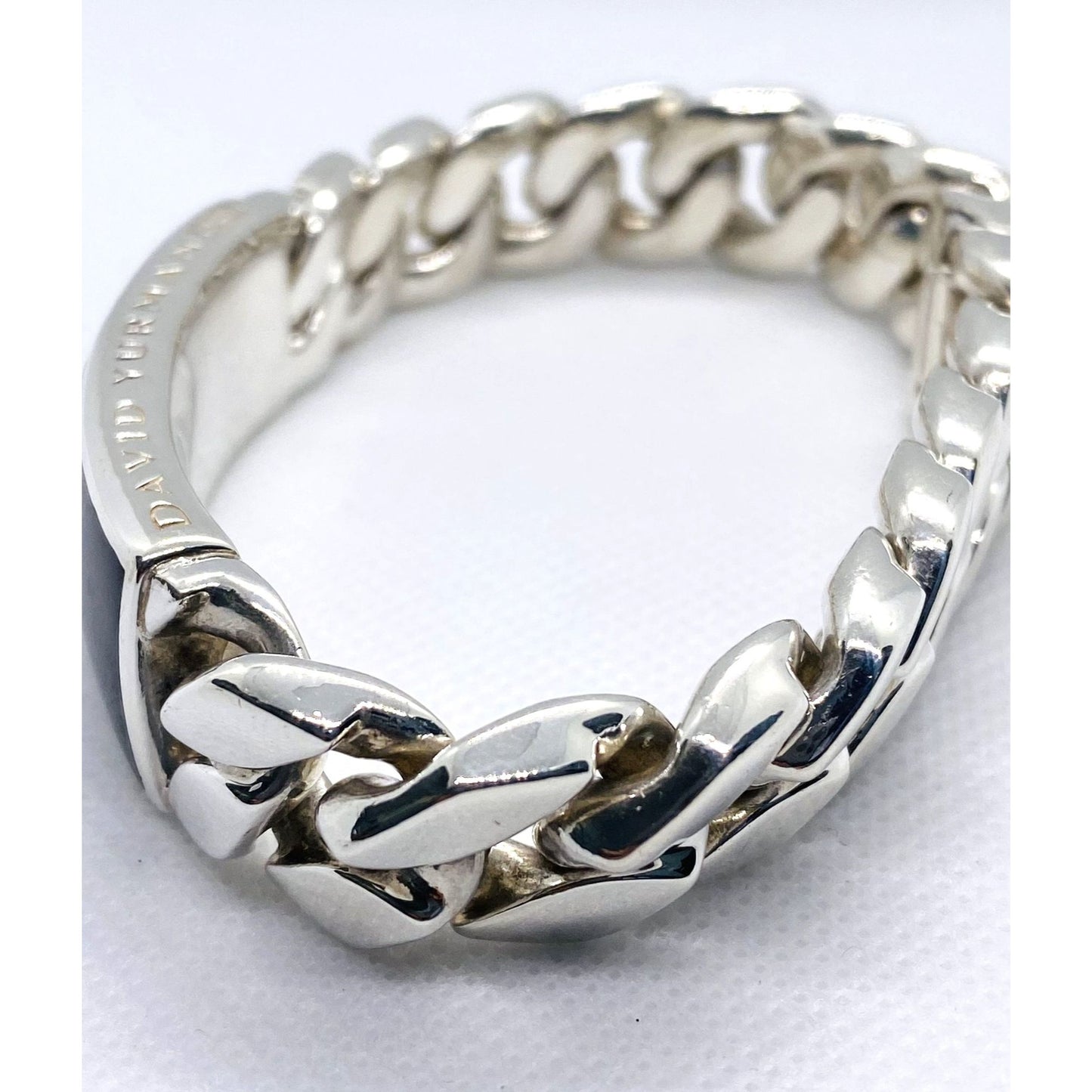 David Yurman Cuban Link Curb Pietersite ID Plate Bracelet 8"  HEAVY