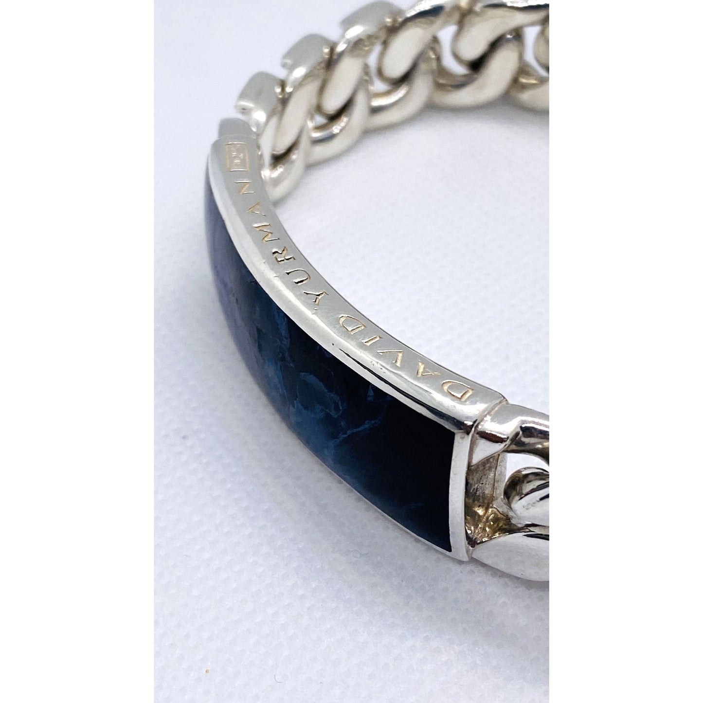 David Yurman Cuban Link Curb Pietersite ID Plate Bracelet 8"  HEAVY