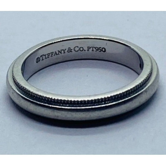TIFFANY & CO PLATINUM 950 Double MILGRAIN WEDDING BAND 3MM SIZE 3.5