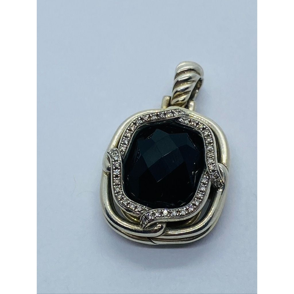 David Yurman Labyrinth Enhancer Pendant Black Onyx with Diamonds READ