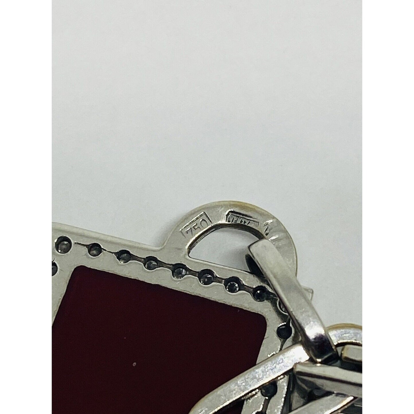 LA NOUVELLE BAGUE 0.22ct Diamond 18K Gold Square Charm Bracelet 7.25” RARE