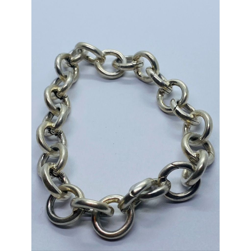 Tiffany Co Italy Sterling Silver Round Circle Clasping Link 8" Bracelet