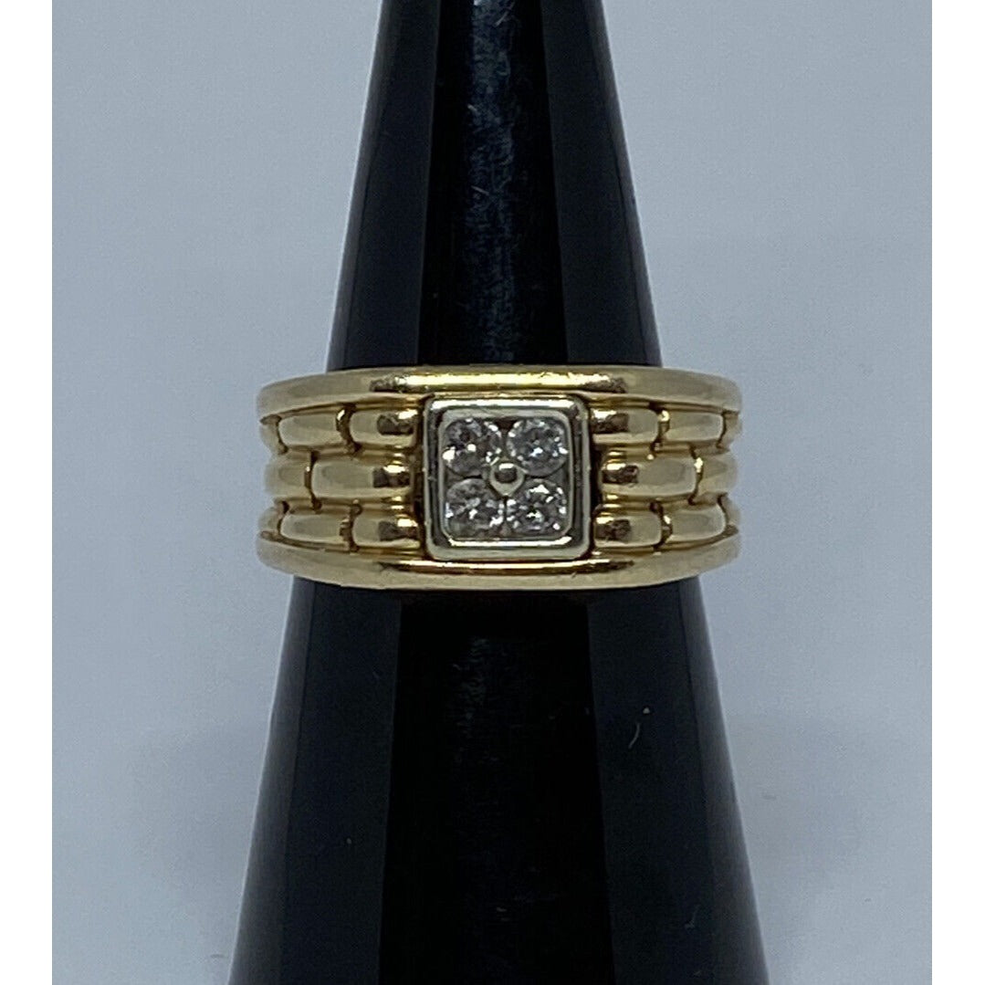 14k Yellow Gold Diamond Link Design Band Ring