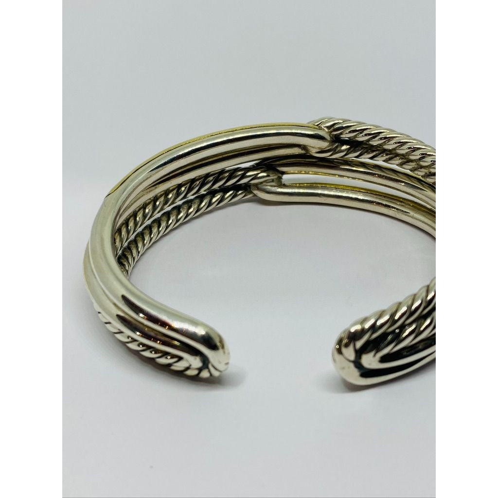 David Yurman Two Tone 18k Gold & Sterling Silver Double Loop Labyrinth bracelet