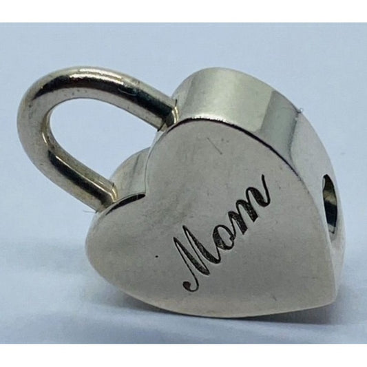 Tiffany & Co Sterling Silver 925 Mom Heart Padlock Charm Pendant Opens Closes
