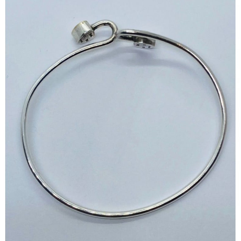 Tiffany & Co. Sterling Silver 925 18K 750 Heart Bangle Bracelet 6.75"