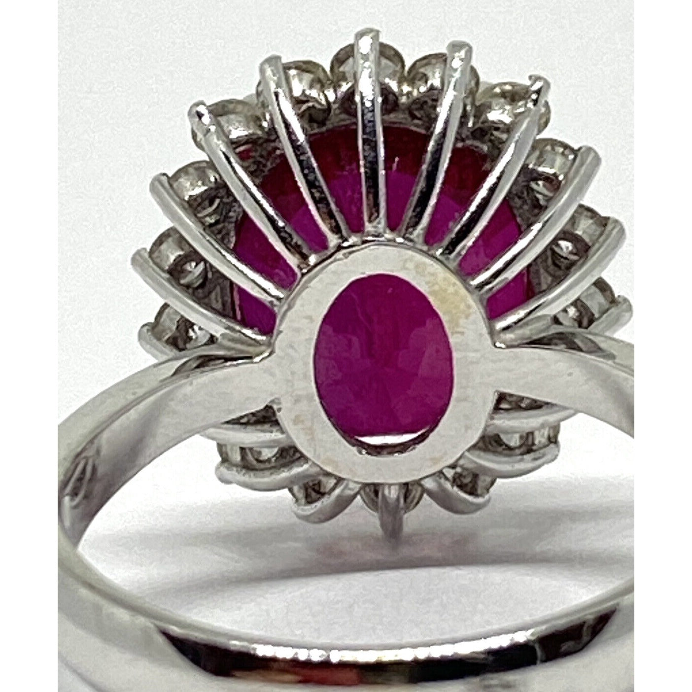 18K WG 3.00CT Ruby (Lab created) & Halo Setting .76 TDW ring size 6.75