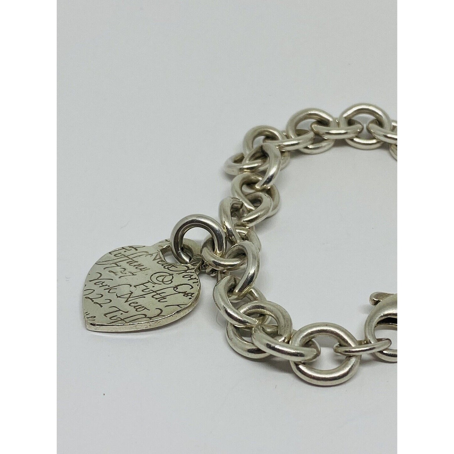 Tiffany & Co Silver Heart Notes 727 Fifth Avenue New York Double Heart Bracelet