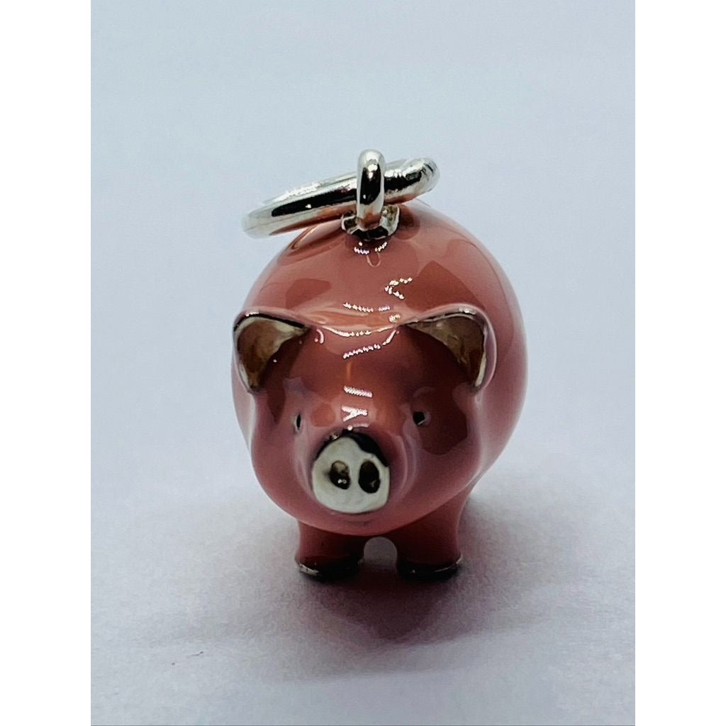 Tiffany & Co Pink Enamel Pig Piggy Charm Pendant 925 Retired