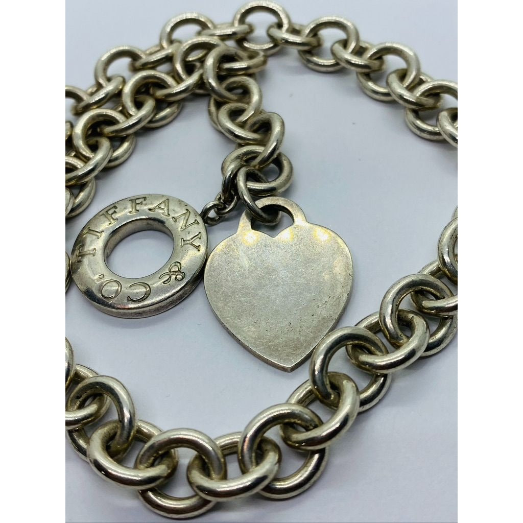 Tiffany & Co Sterling Silver Toggle Heart Tag Blank Heart Necklace 16"