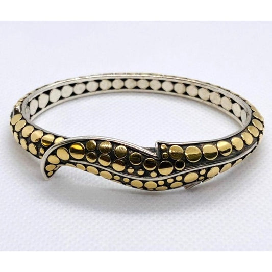 John Hardy Sterling Silver 18K 750 Yellow Gold Dot  Bracelet 6.25"