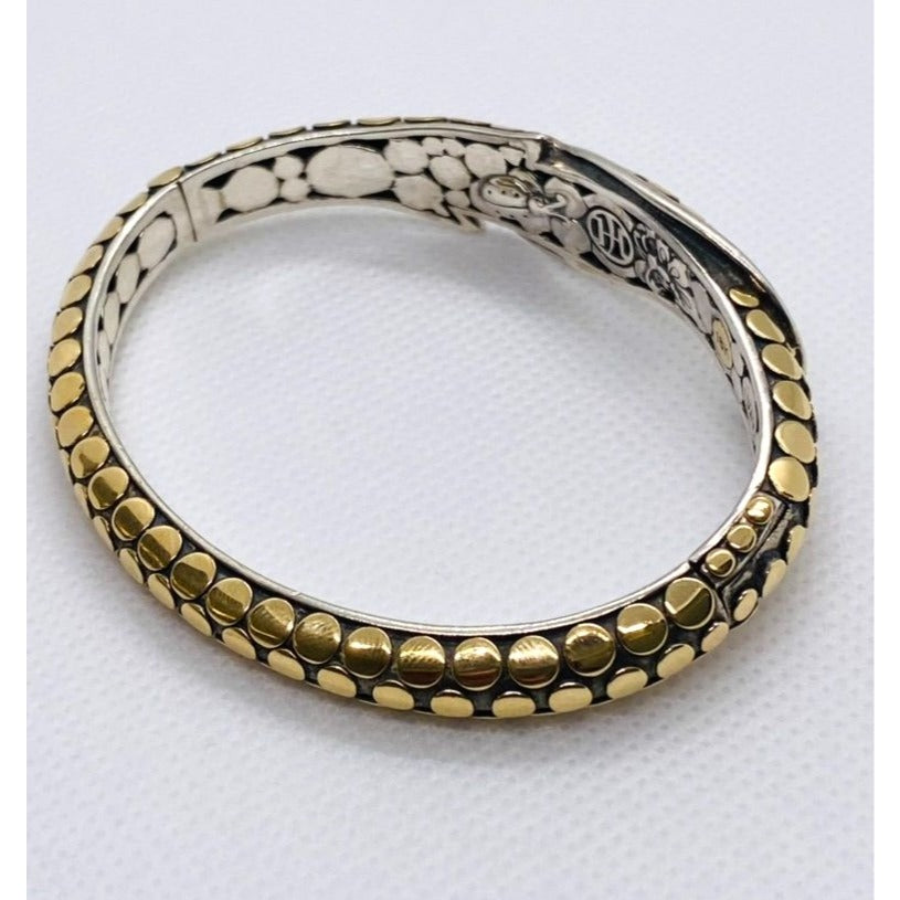 John Hardy Sterling Silver 18K 750 Yellow Gold Dot  Bracelet 6.25"