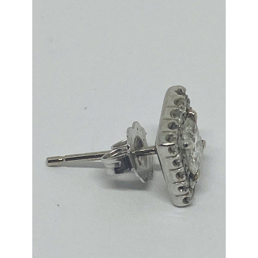 Diamond Earring in Halo Setting .70 CTW 14K White Gold Single STUD Asscher Cut