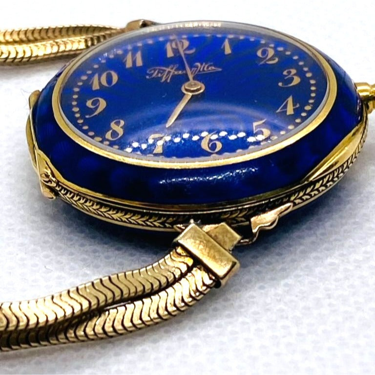 Tiffany & Co 18K Blue Enamel Pocket Wrist Watch Chipped Enamel Watch