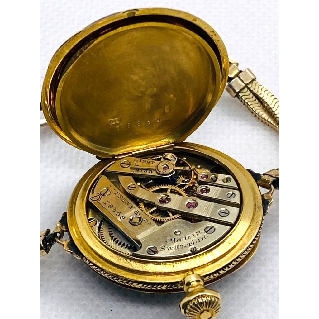 Tiffany & Co 18K Blue Enamel Pocket Wrist Watch Chipped Enamel Watch