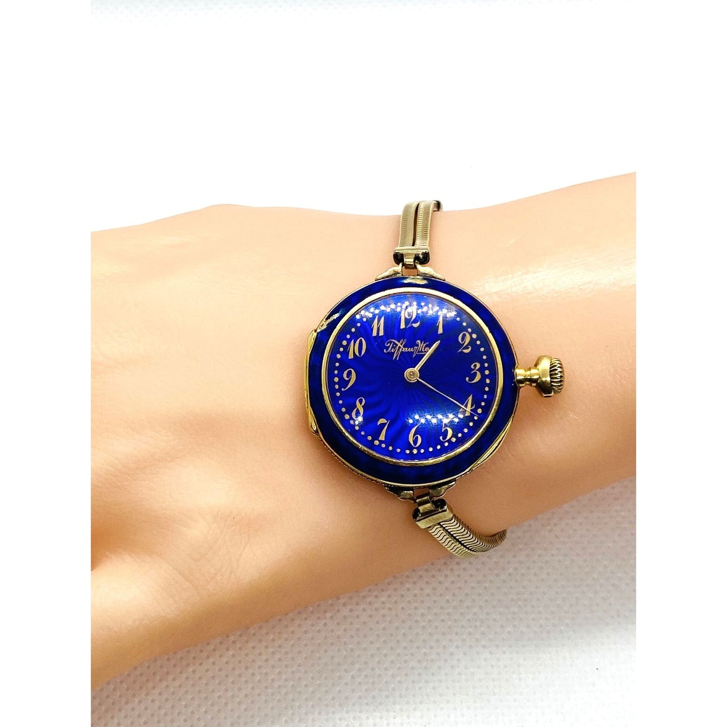 Tiffany & Co 18K Blue Enamel Pocket Wrist Watch Chipped Enamel Watch