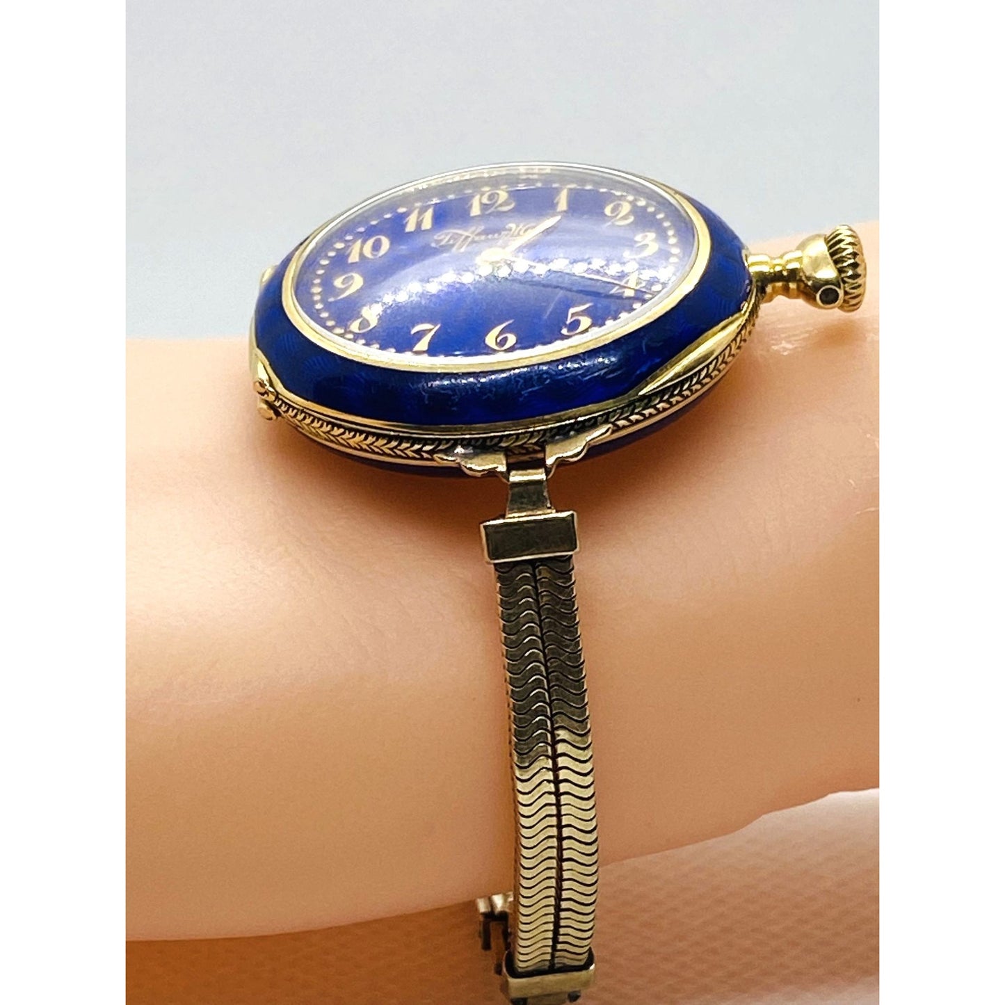 Tiffany & Co 18K Blue Enamel Pocket Wrist Watch Chipped Enamel Watch