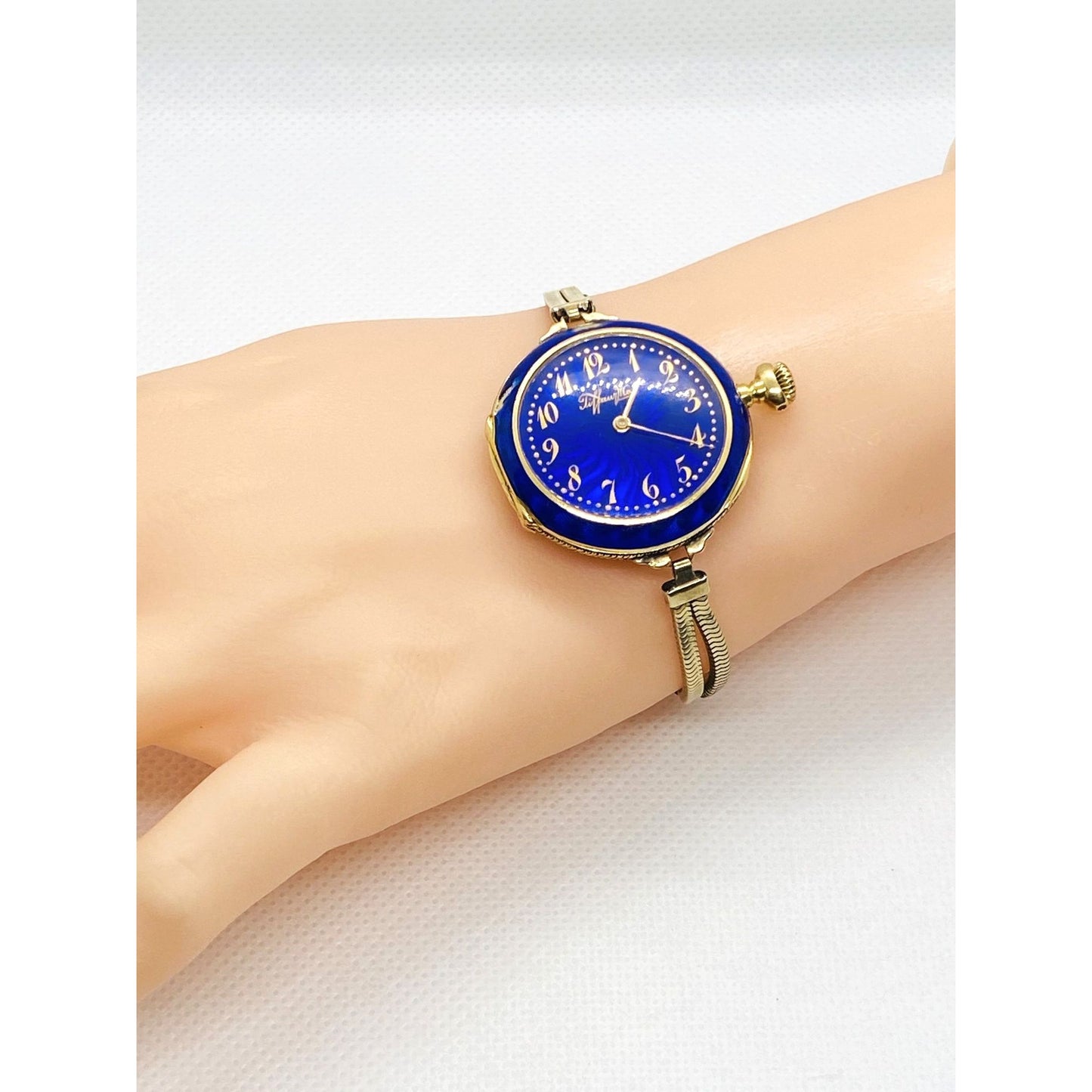Tiffany & Co 18K Blue Enamel Pocket Wrist Watch Chipped Enamel Watch